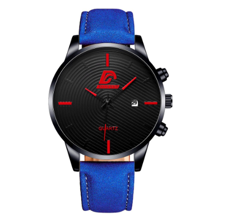 Full Steel Men's Quartz Business Waterproof Watch Men Relo Watch BLUE RED