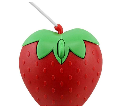 3C Light USB Wired Mouse Cute Fruit Strawberry Shape Portable Mini Optical Mice Cartoon Computer Mouse 3 Buttons for Laptop Desktop PC