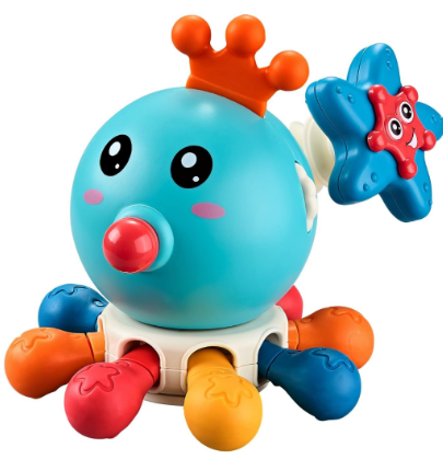 IBliver Baby Toys 12-18 Months, Octopus Silicone Montessori Toys for 1 2 Year Old Spinning Travel Toys for Toddlers 1-3 Teething Toys for Babies 12-18 Months