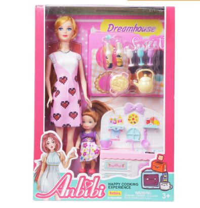 Anbibi Happy Kitchen Blonde with Heart Dress Fashion Doll Playset