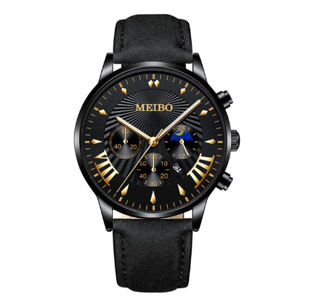 Luxury Gold Watch Men Fashion Calendar Display Stainless Steel Quartz Watch Waterproof Men's Wacthes 17