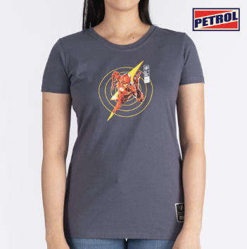 Petrol X The Flash Graphic Tees for Ladies Regular Fitting Shirt CVC Jersey Fabric 136052-U Gray