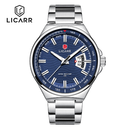 LICARR Brand Original Men's Watches Fashion Quartz Casual Waterproof Sports Watches 9516 SILVER BLUE