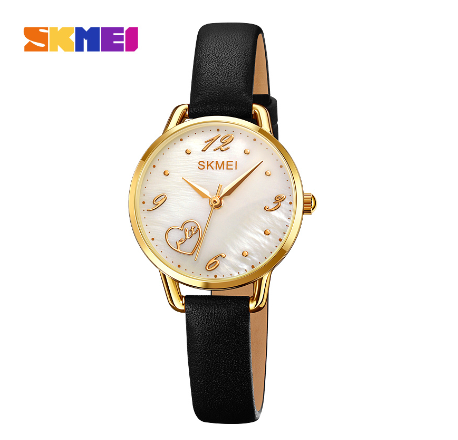 SKMEI Women Watch Delicate Belt Quartz Sports For 2005 GOLD BLACK