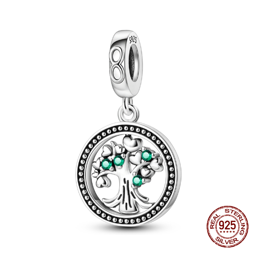 New Arrivals 925 Silver Life Tree Pendants Feather Planet Trunk Travel Girl Charms Beads Fit Original Pandora Charms Bracelet Women DIY Jewelry 0020
