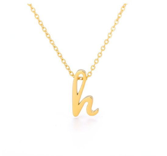 Maxzone Tiny Initial Letter Necklaces For Women Stainless Steel Old English Letter Vintage Necklace Boho Birthday Gothic Jewelry Gift H