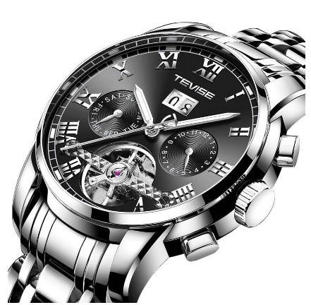 Original TEVISE Watch for men Waterproof watch Automatic Multifunction Chronograph Calendar Month Week Gold Luxury Stainless 8