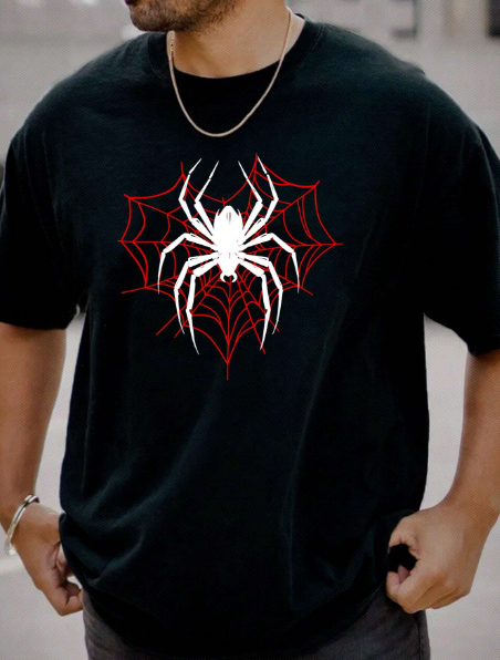 Manfinity LEGND Men's Plus Size Black Knitted Round Neck Short Sleeve Graphic Men T Shirt