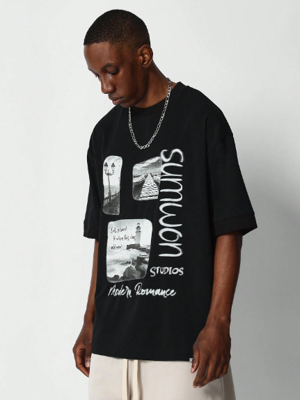 SUMWON Tee With Front Graphic Print For Daily Wear