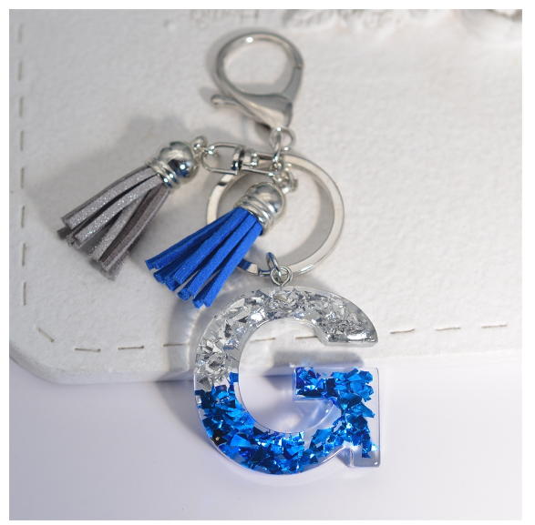 Exquisite 26 Initials A to Z Sea Glacier Resin Keychain Sequin Filling Keyring Blue Gray Tassel Pendant Handbag Accessories Gift G