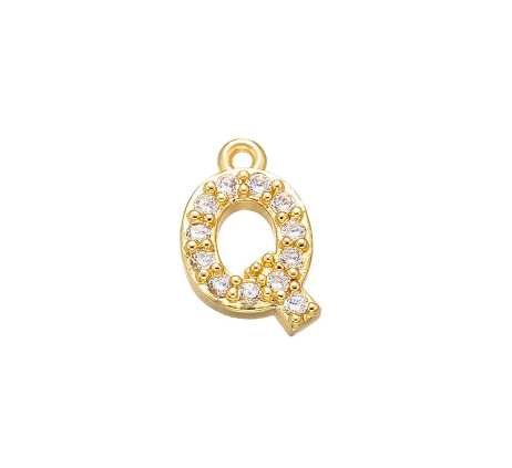 Vnox 9x11.5mm Brass Cubic Zirconia Crystal 26 Letter Charms Pendants for Women Necklace Earring Jewelry Accessories Q