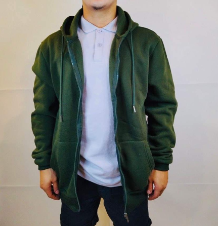 Long Sleeve Plain Hoodie Zipped Jacket