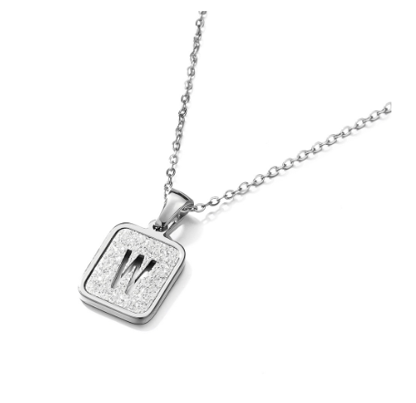 St. Kunkka 316L Stainless Steel Hollow A-Z Letter Pendant Necklace for Gift and Birthday Gift  W