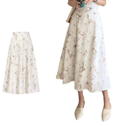 Lovito Women Elegant Geometric Pattern Skirts L73AD051