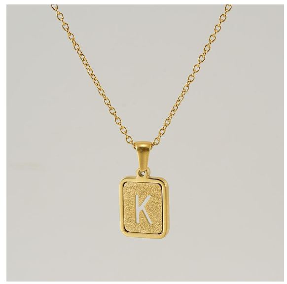 Fashionable 18K Stainless Steel Hollowed Out 26 Capital Letters Necklace for Womens Titanium Steel Letter Pendant Collarbone Chain K