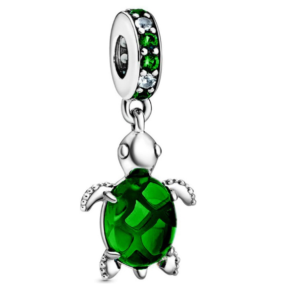 Clover Sea Turtle Cherry Charms 925 Silver Bracelet Accessories Lovers Diamond Inlaid Beads 007
