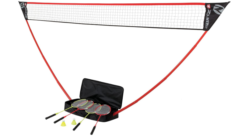 Games Portable Badminton Set with Freestanding Base - Sets Up on Any Surface in Seconds - No Tools or Stakes Required