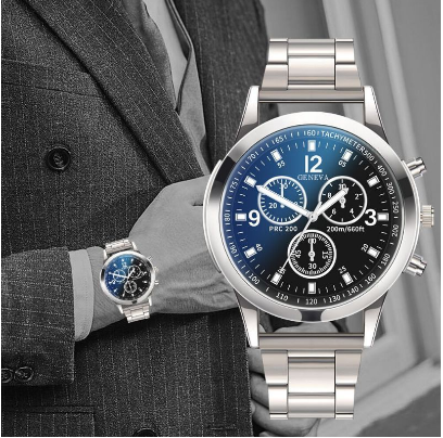 Men'S Fashion Sports Quartz Clock Stainless Steel Luxury Business Waterproof Watch