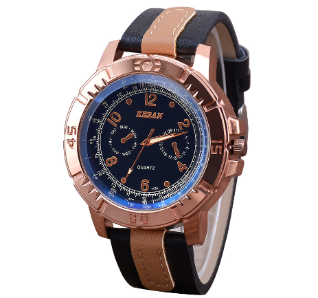 Explosive fashion sports three-eye belt men's watch Korean version of simple large dial quartz watch gift watch M007