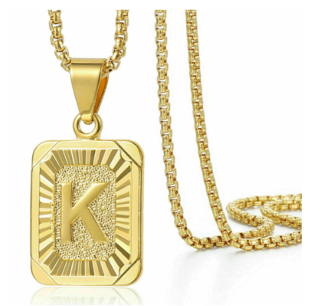 26 Letter Necklace Initial Pendant Men Women Fashion New Gold Plated Silver Plated Box Chain 22 Inch Factory Wholesale K