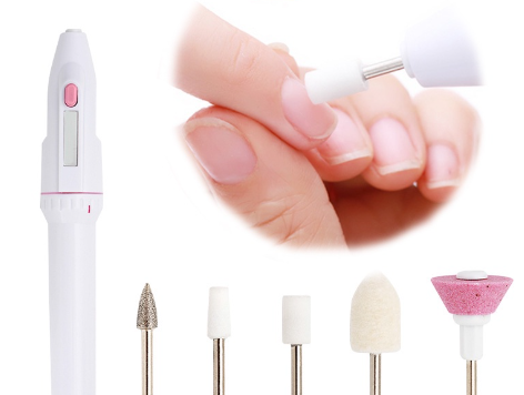 Portable Electric Nail Drill Buffer File Art Manicure Kit Pro 5 Tips