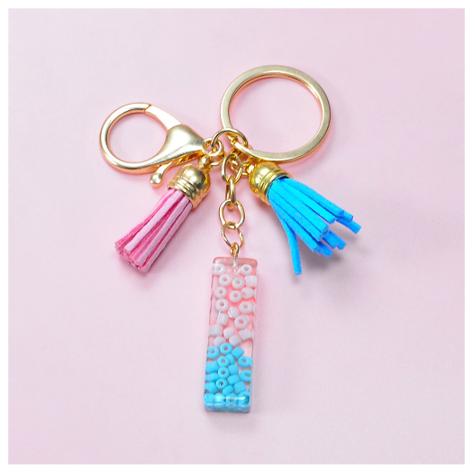 A-Z 26 Letter Silicone Beads Filling Keychain Candy Color Name Initial Resin Keyring DIY Accessories Women Bag Ornaments I