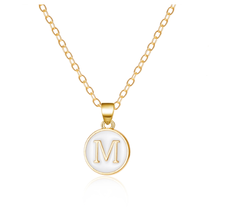 26 Initial Pendant Necklace Men's and Women's Fashion Simple Style Initial Pendant Gold Necklace Holiday Gift M