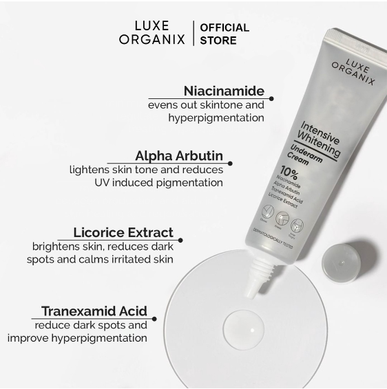 Luxe Organix Intensive Whitening Underarm Cream 10% Niacinamide 30g