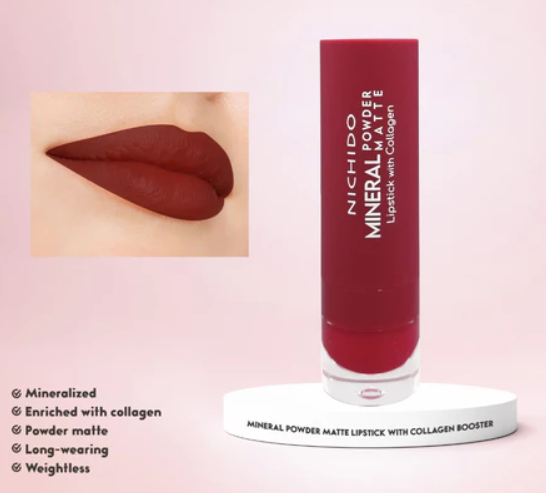 NICHIDO Mineral Powder Matte Lipstick With Collagen Booster - Sweet Marsala