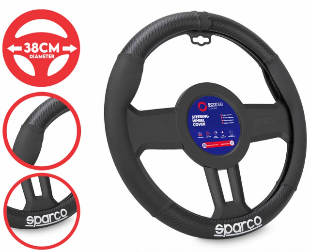 Sparco Corsa Steering Wheel Cover SPS131BK (Black) Universal Fit for Toyota, Mitsubishi