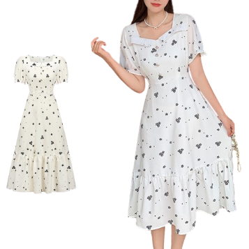 Lovito Women Casual Ditsy Floral Button Tie Back Dress L79AD069