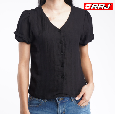 RRJ Ladies Modified Woven Boxy Fit 18681 Black