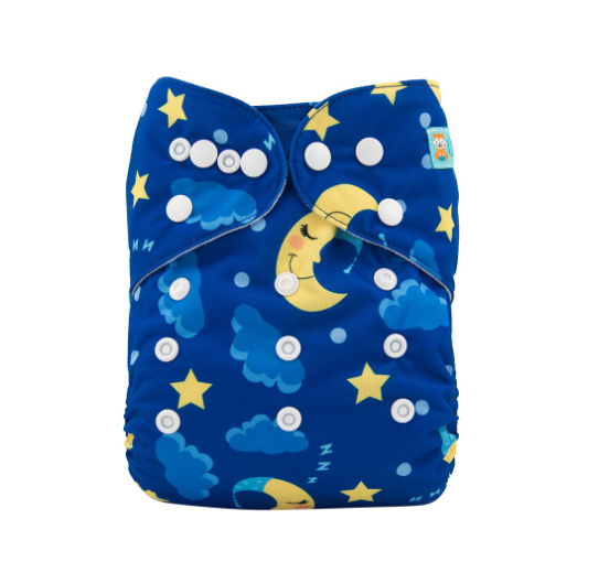 Alva Baby Cloth Diapers 1Set With Bamboo Charcoal Insert Printed Washable Diapers Cloth Diaper Pocket Nappy D31