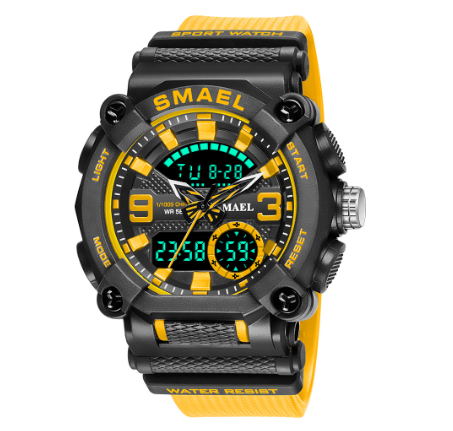 Smael 8052 New Fashion Men's Sports Watch Luxury Brand Military Waterproof Digital Quartz Dual Display Date Wristwatch M07