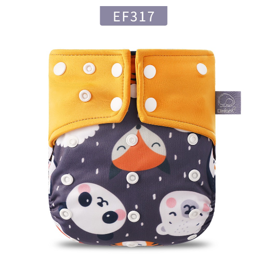Elinfant Coffee Fiber Inner Baby Cloth Diapers Double Gusset Washable Baby Nappy Without Insert E9