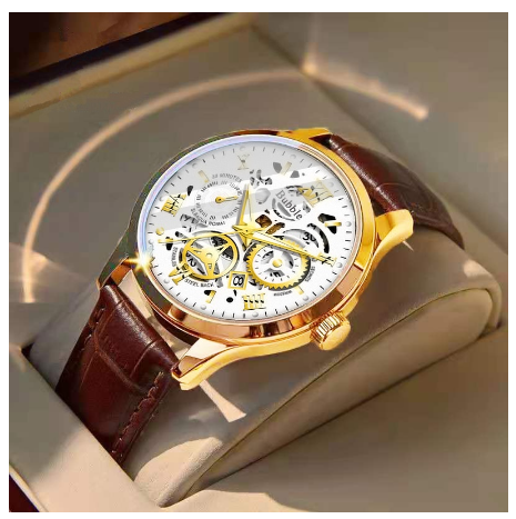 Original Luxury Hollow Stainless Steel Fashion Luminous Waterproof Men's Watch Business Calendar automatic Quartz analog Wrist Watch M6