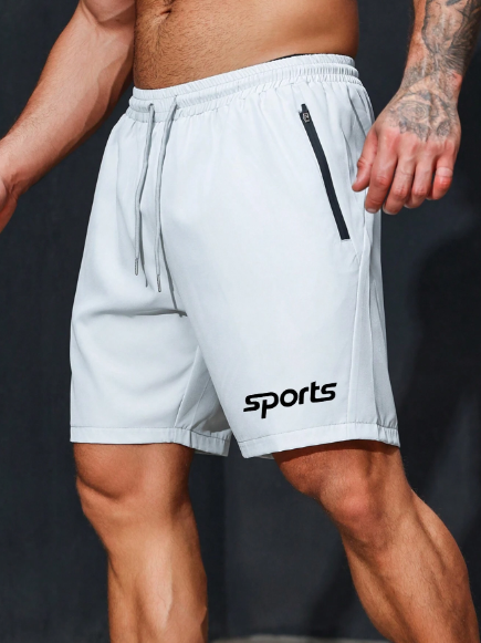 Sport Corelite Men Letter Graphic Elastic Waist Sports Stretchy Shorts