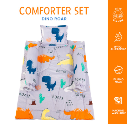 Kozy Blankie Gray Dino Roar Comforter Set