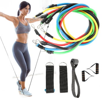 11-piece Tension Band 100 Pounds Resistance Rope Body Workout Yoga Fitness Exercise Muscle Training