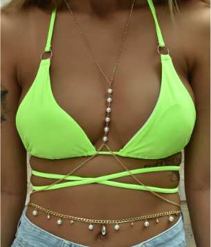Sexy body chain Pearl drop pendant