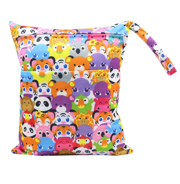 30x36cm Lager Size Diaper Wet Dry Bags Double Zipper Printed Portable Waterproof Bag Storage Bag Swimwear Bag C23