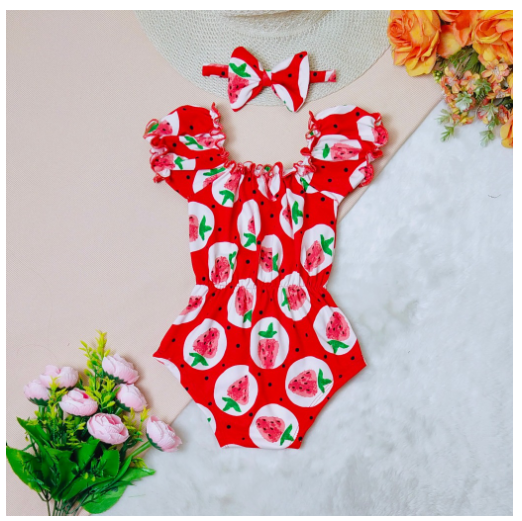 Candy Puffed Lettuce Baby Onesie with Turban 0-12 Months 8