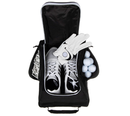 Murray Sporting Goods Golf Shoe Bag for Men and Women - Black Golf Shoe Travel Bag with Side Pockets for Golf Balls, Tees and Other Accessories
