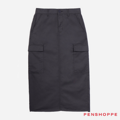 Penshoppe Cargo Midi Skirt For Women (Dark Gray/Khaki)