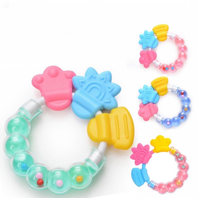 Baby Rattles Teether Toy Silicone Teeth Biting