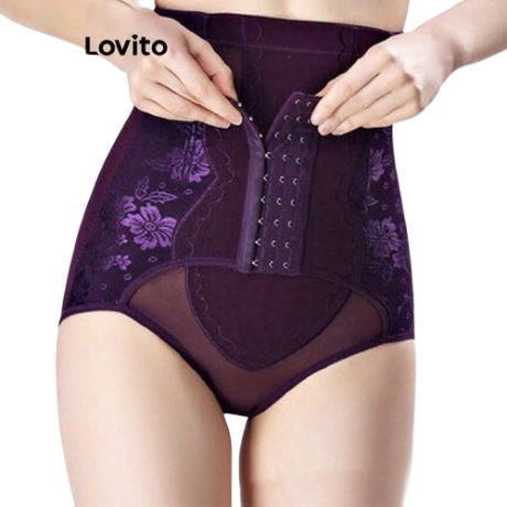 Lovito Women High Waist Tummy Control Basic Shapewear LNA24160 (Apricot/Black)