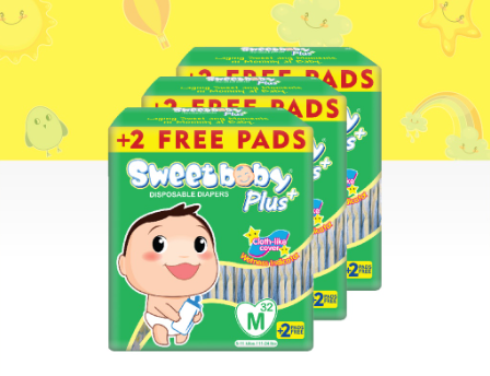 SWEETBABY PLUS - BIG PACK MEDIUM 32+2 x 3 PACKS