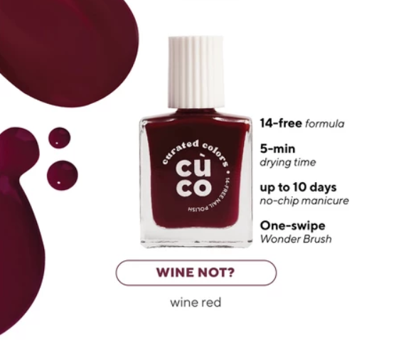 CuCo Nail Polish - Wine Not? (14-free, Quick-Dry, Vegan, Long-Lasting, Nail Polish)