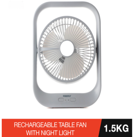 FIREFLY Rechargeable Fan W/ Night Light 7in. FEL-654
