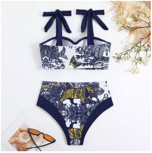 Women's Sexy High-waist Printed Bikini Split Swimsuit DUNEA
